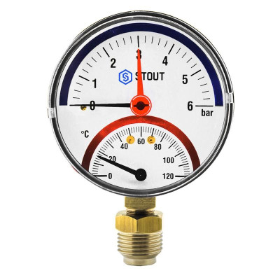 ������������� ������. (����.�����) � ���. �����. ����. Dn 80 ��, 1/2", 0-6 bar, 0-120��, STOUT